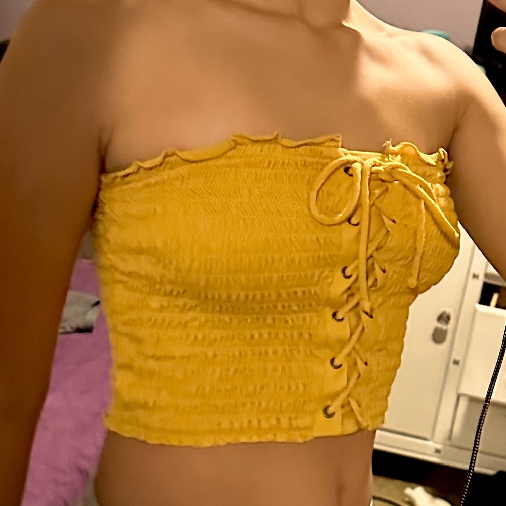 Yellow Aeropostale Lace-up Tube Top